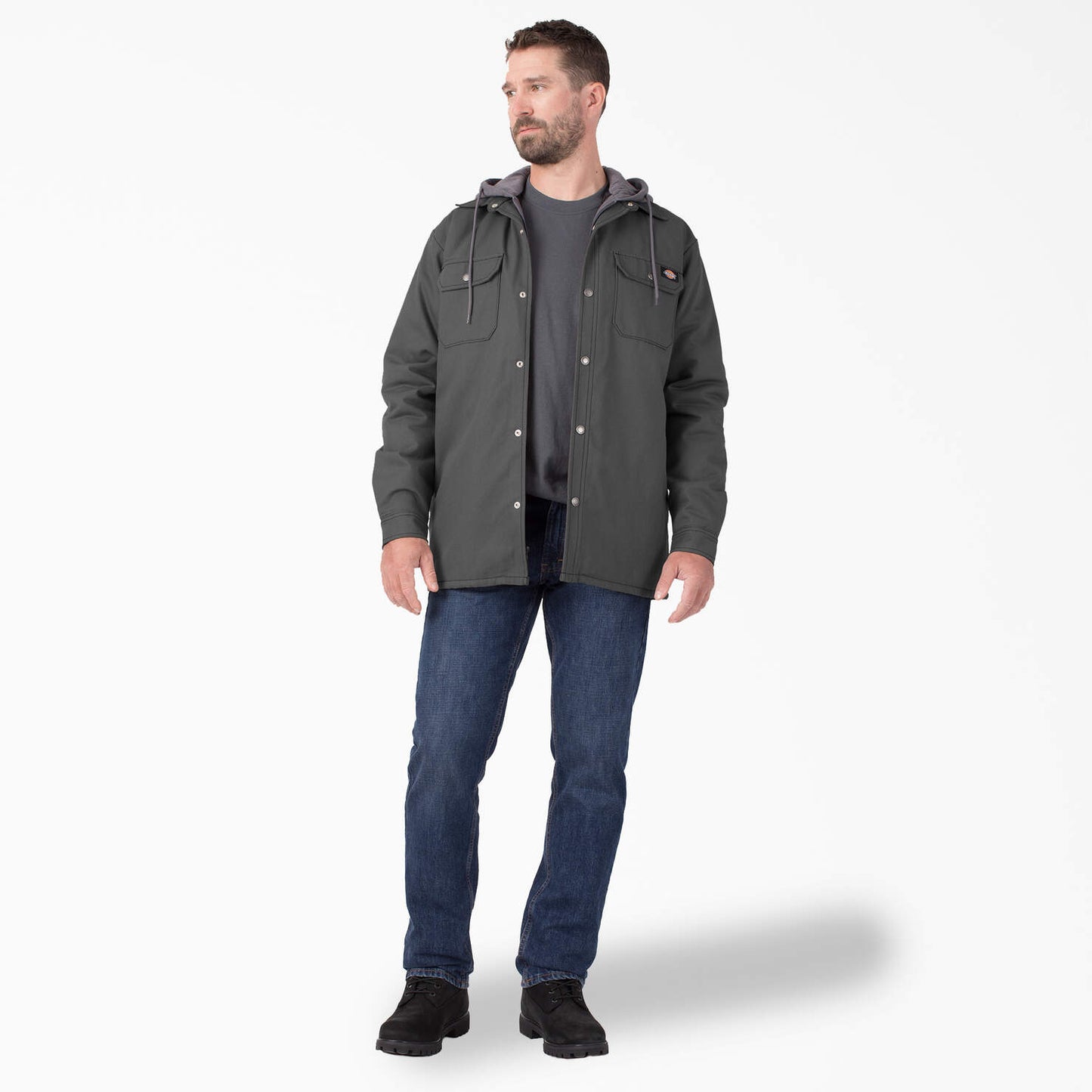 Water Repellent Duck Hooded Shirt Jacket