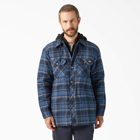 Water Repellent Flannel Hooded Shirt Jacket