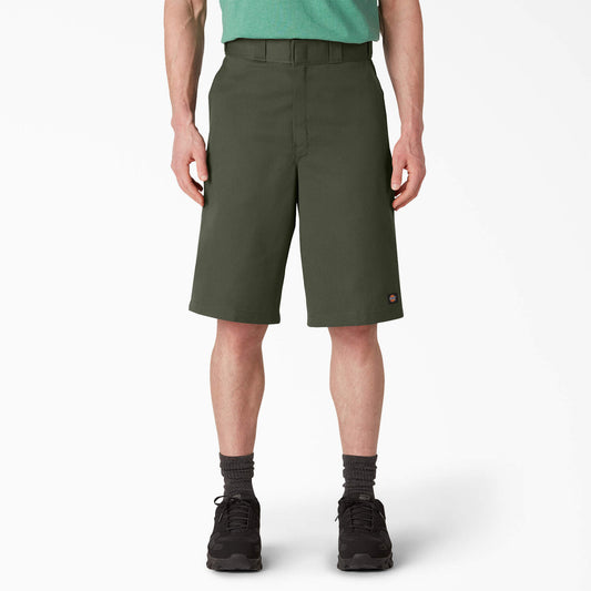 Loose Fit Flat Front Work Shorts, 13"