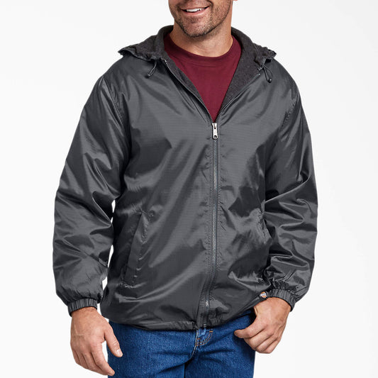Fleece Lined Nylon Hooded Jacket