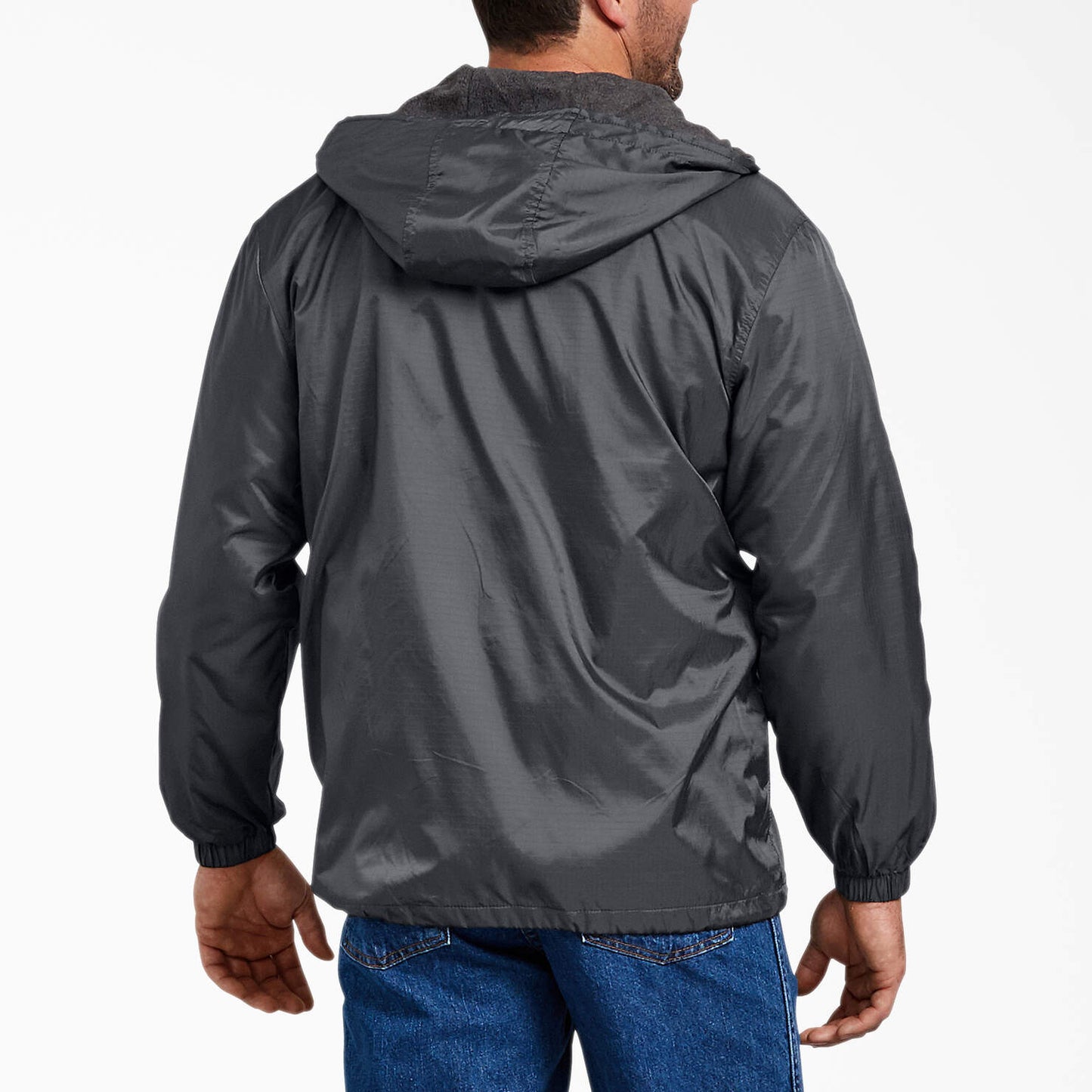 Fleece Lined Nylon Hooded Jacket