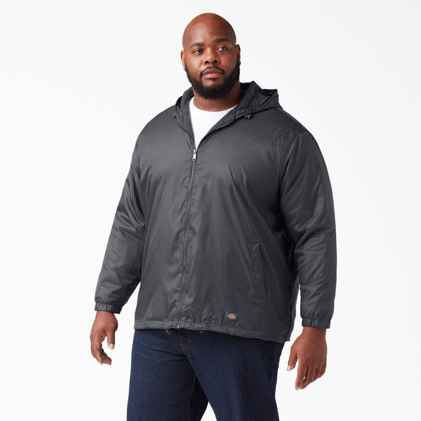 Fleece Lined Nylon Hooded Jacket