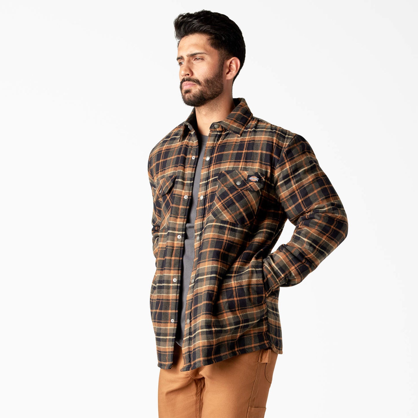 WATER REPELLENT FLEECE-LINED FLANNEL SHIRT JACKET